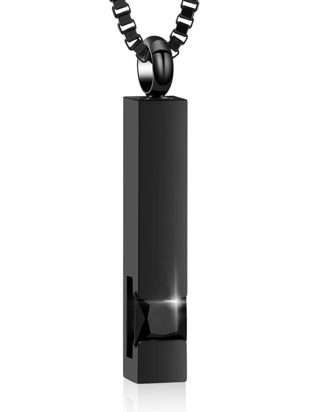 Elegant Crystal Cremation Urn Necklace - Memorial Ashes Pendant with Black
